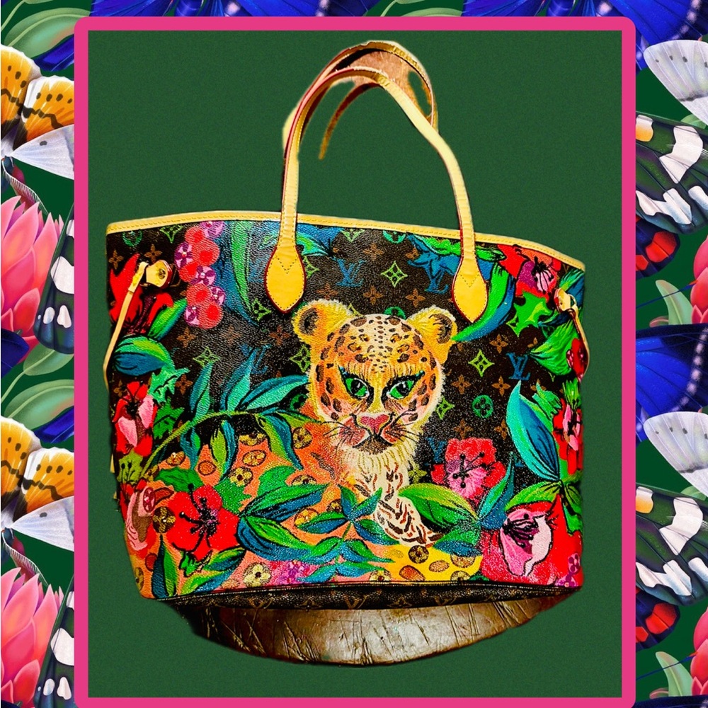 LV Up Cycled Metallic Hand Re-Finished Painted & Adorned W Crystals Gloss Finish - Picture 6 of 14